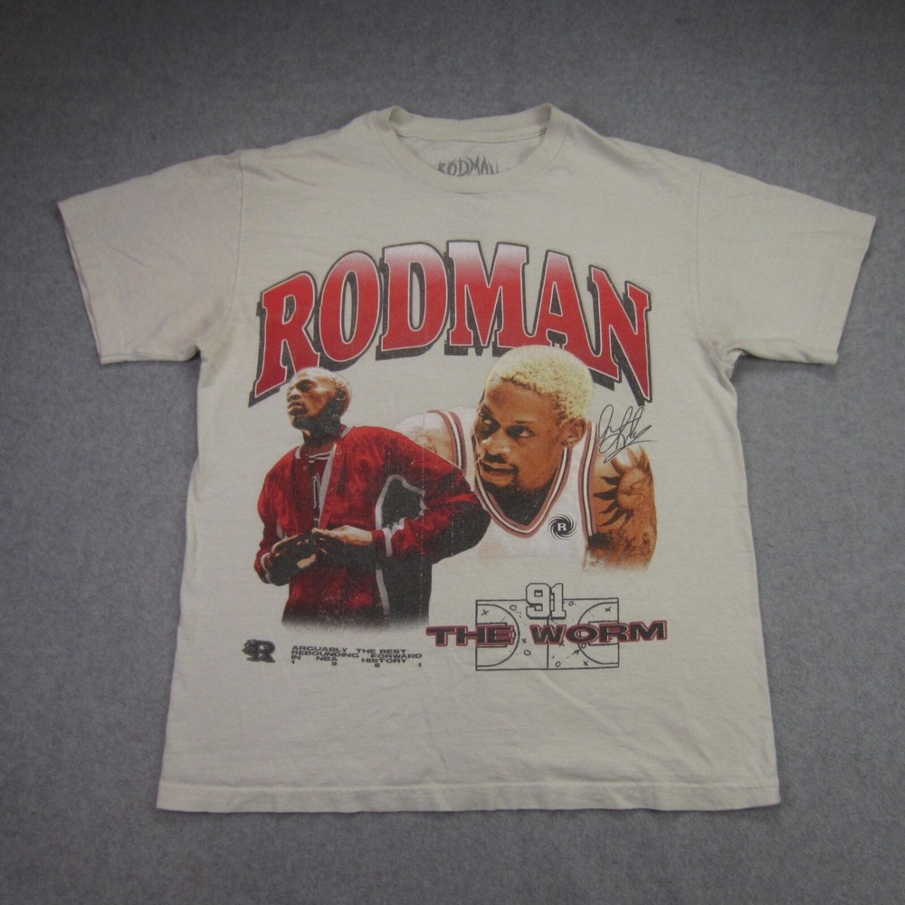 Dennis Rodman Shirt Mens Medium Cream‎ Rodman Apparel The Worm Chicago Bulls 91